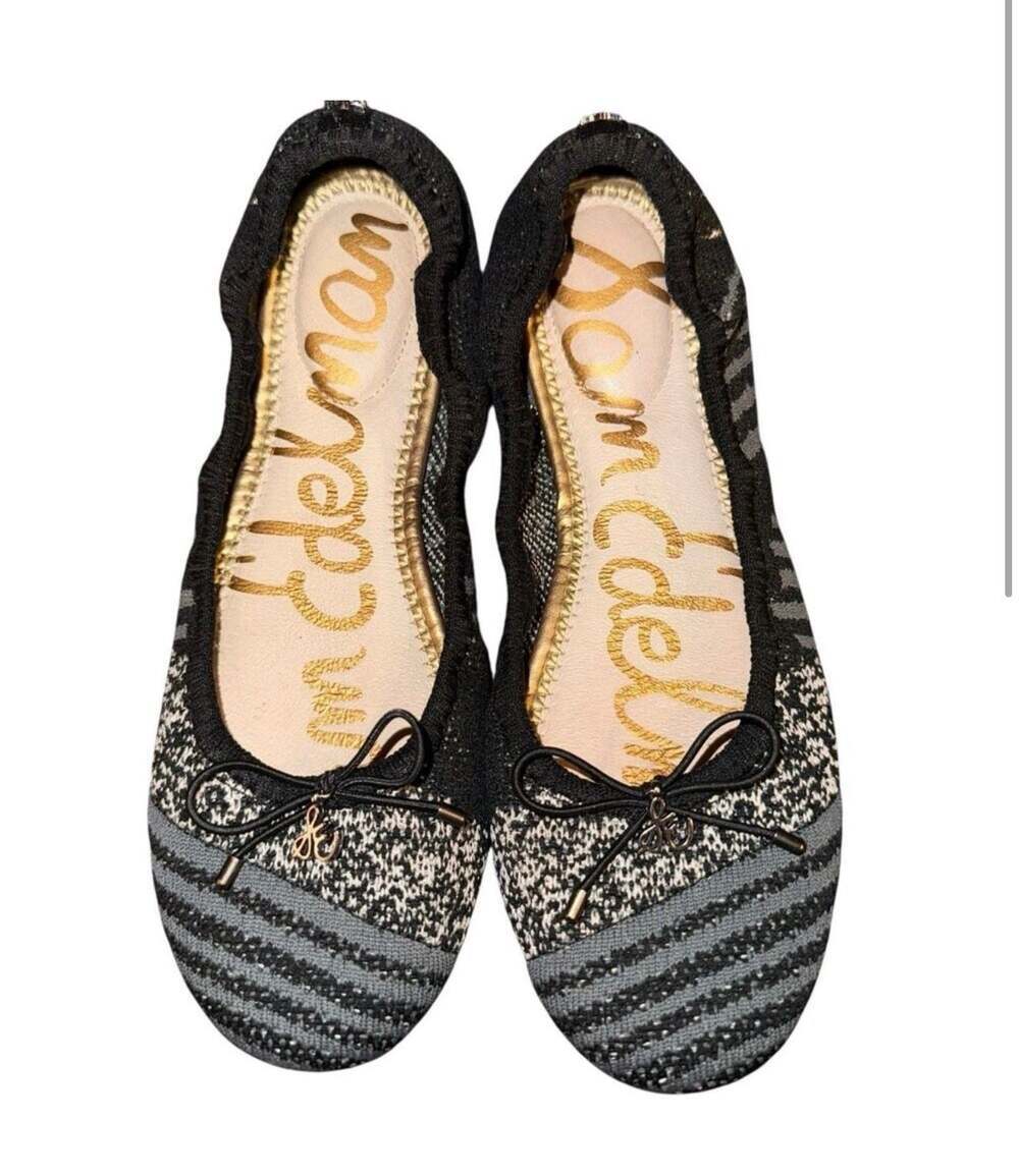Sam Edelman Felicia Knit Ballet Flats Grey Black Size 6